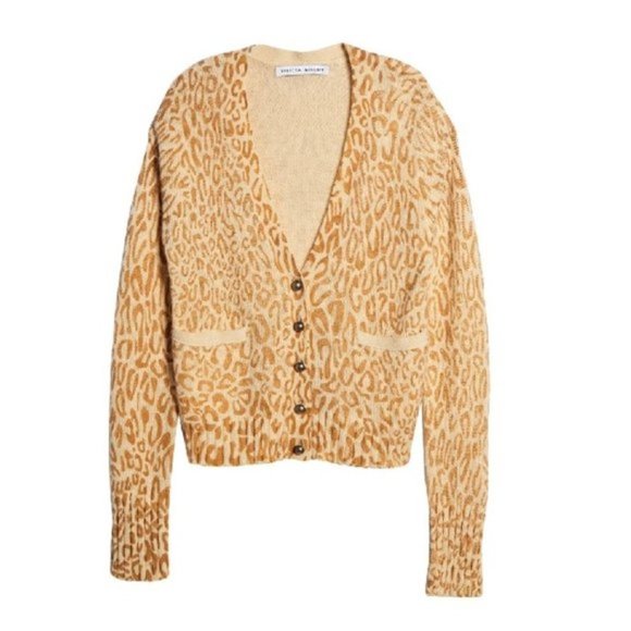 🔥 REBECCA MINKOFF Kerry Leopard Print Cardigan - Picture 2 of 7